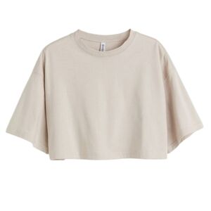 H&M Cropped Tee Shirt Beige